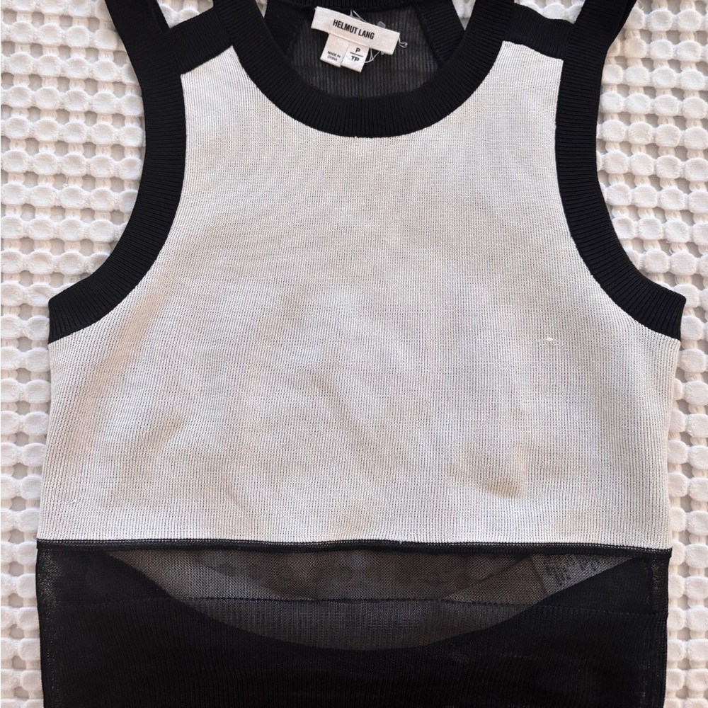 Helmut Lang Black and White Crop Top Black and White Sleeveless Top